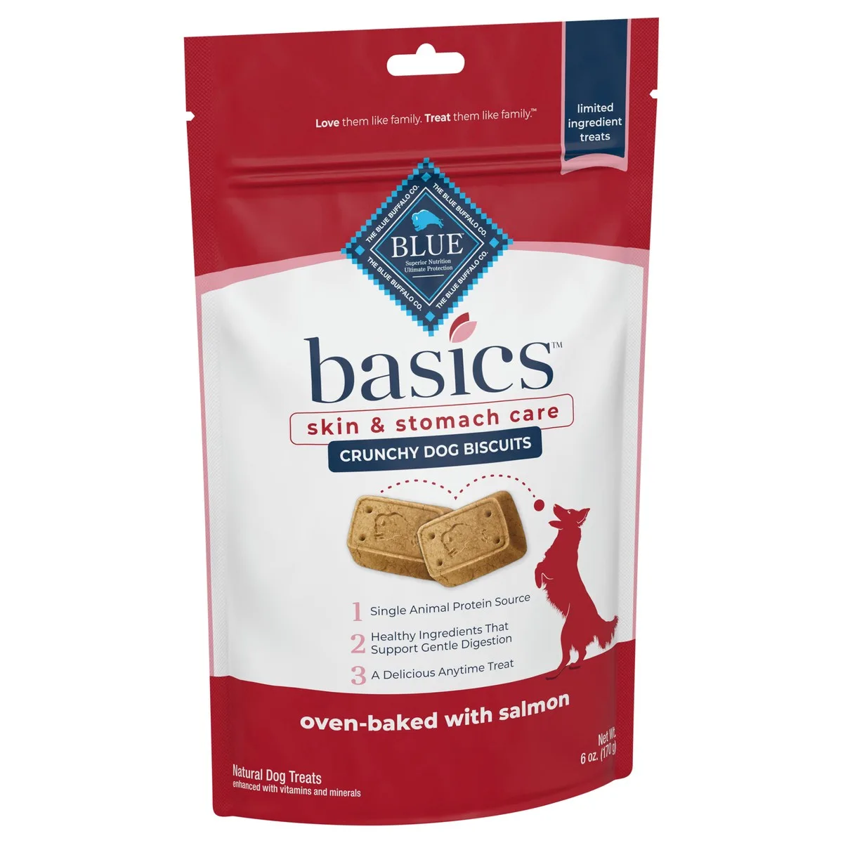 Blue Basics Crunchy Dog Biscuits for Skin & Stomach Care, Salmon