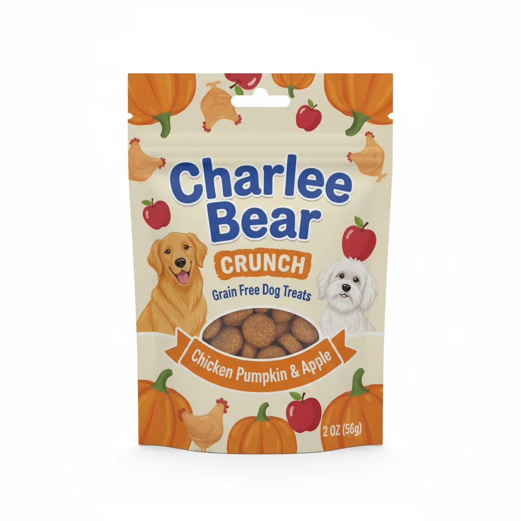 Charlee Bear Crunch Grain Free Dog Treats, Chicken, Pumpkin and Apple, 2 Oz