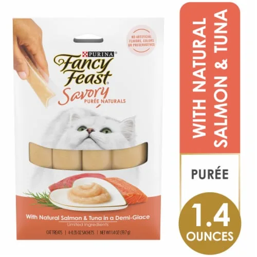 Fancy Feast Squeezable Cat Treats Tube, Savory Puree Naturals with Tuna in Demi-Glace, 36 Count image 2