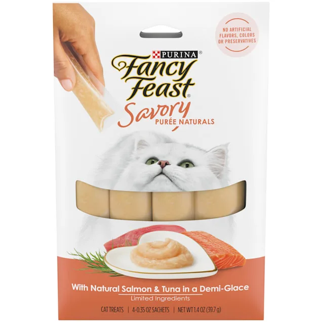 Fancy Feast Squeezable Cat Treats Tube, Savory Puree Naturals with Tuna in Demi-Glace, 36 Count image 3