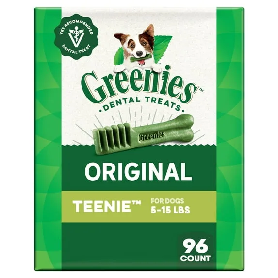 Greenies Adult Natural Dental Dog Treats, Teenie Size, Original Flavor, 27 Oz, 96 Count
