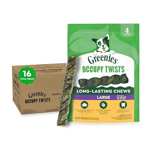 Greenies Occupy Twists Natural Dog Treats, Large Breed Size, Chicken Flavor, 34.2 Oz, 16 Count