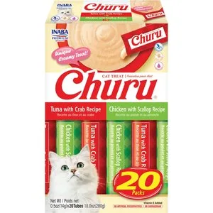 INABA Churu Cat Treats, Chicken & Seafood Variety, 20 Tubes
