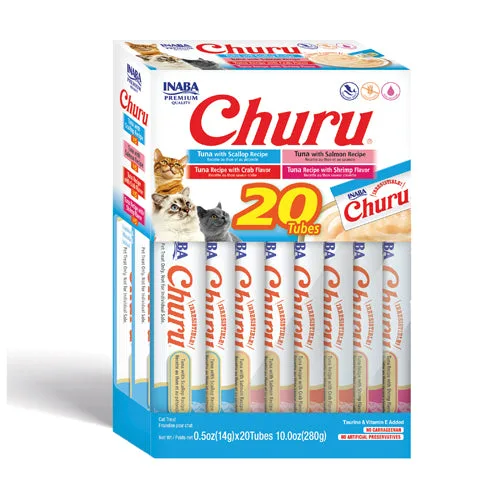 INABA Churu Cat Treats, Grain-Free, Lickable Creamy Puree, Tuna & Seafood Variety, 40 Tubes image 3