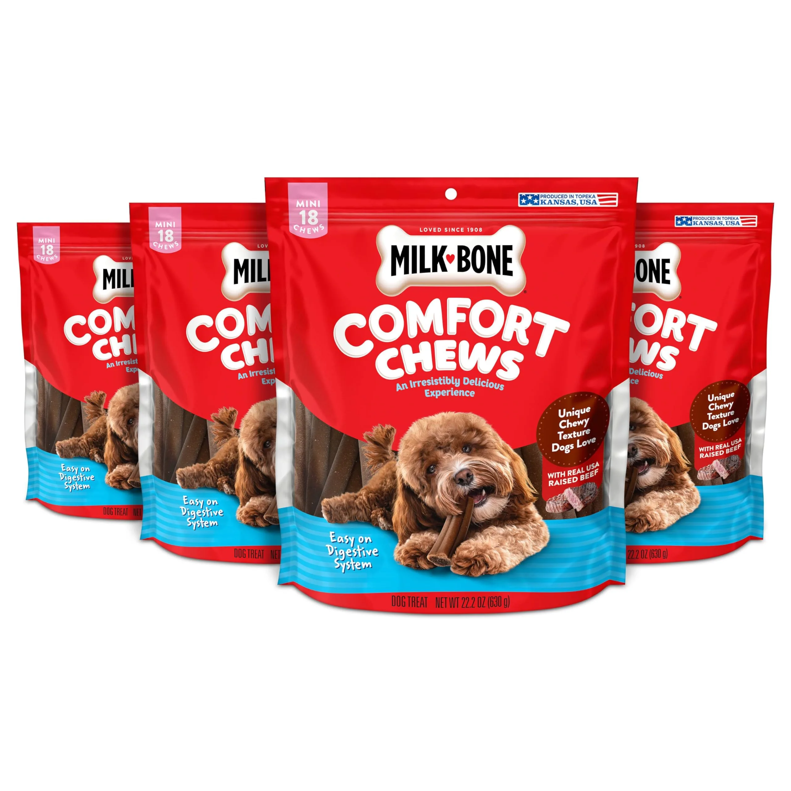 Milk-Bone Mini Comfort Chews with Real Beef, 7.4 Oz Bag of 6 Chews image 2