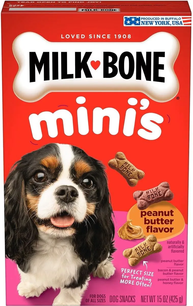 Milk-Bone Mini's Peanut Butter Flavor Dog Treats, 15 Ounce (Pack of 6) image 2