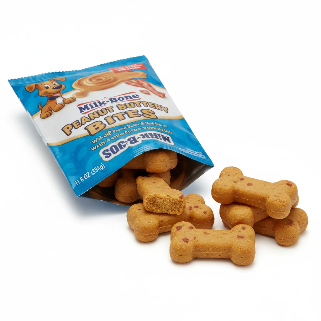 Milk-Bone Peanut Buttery Bites Soft Dog Treats with Jif Peanut Butter & Real Bacon, 11.8 Oz image 2
