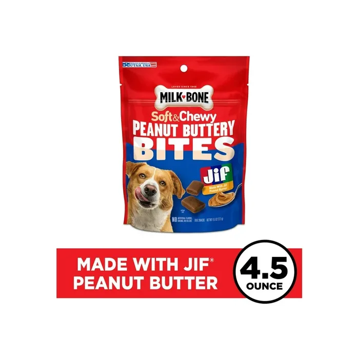 Milk-Bone Peanut Buttery Bites Soft Dog Treats with Jif Peanut Butter & Real Bacon, 11.8 Oz image 3