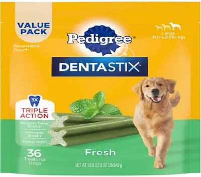 Pedigree Dentastix Dog Dental Treats, Large Breed, Fresh Flavor, 1.87 lb Bag image 2