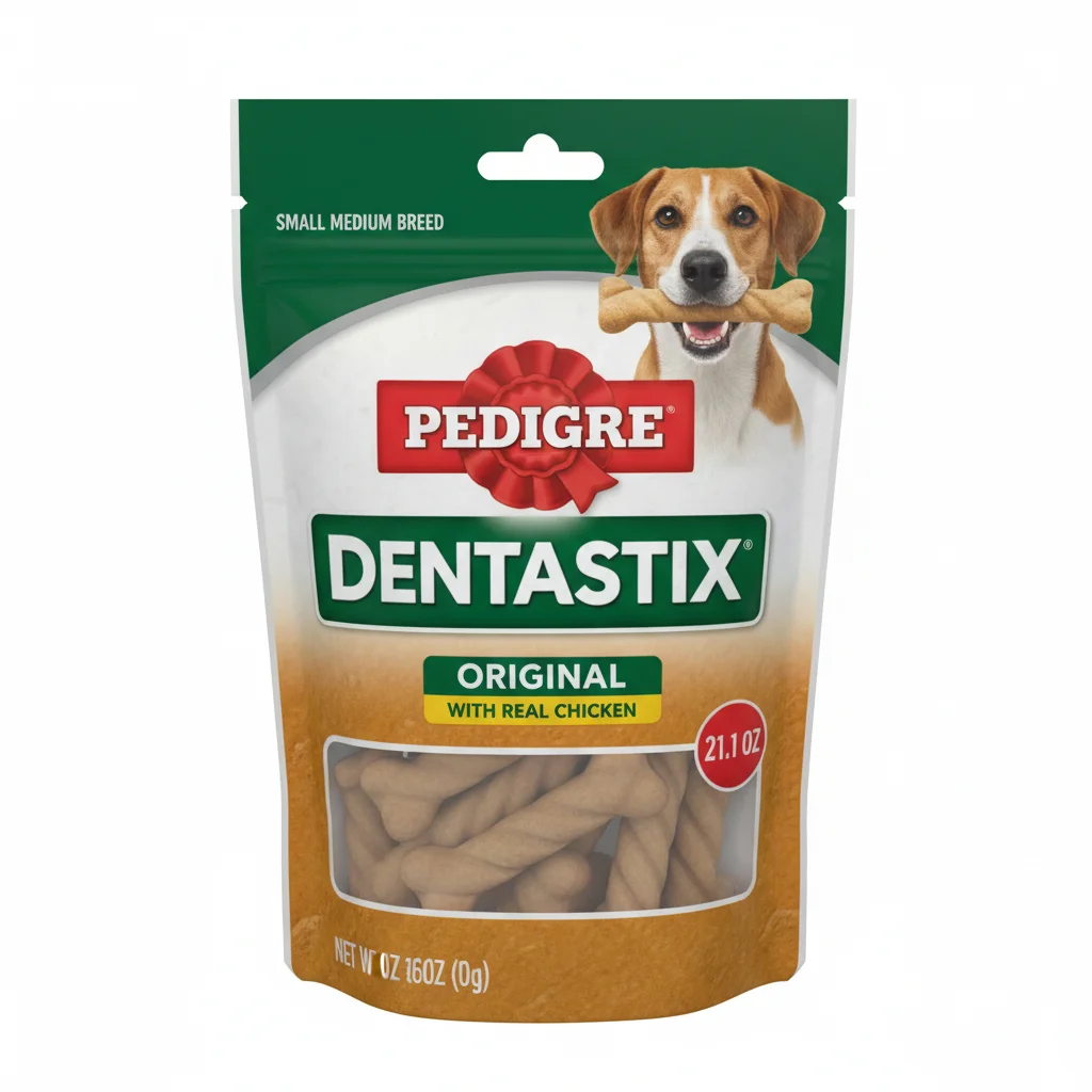 Pedigree Dentastix Small & Medium Breed Dog Treats, Original with Real Chicken, 21.1 Oz