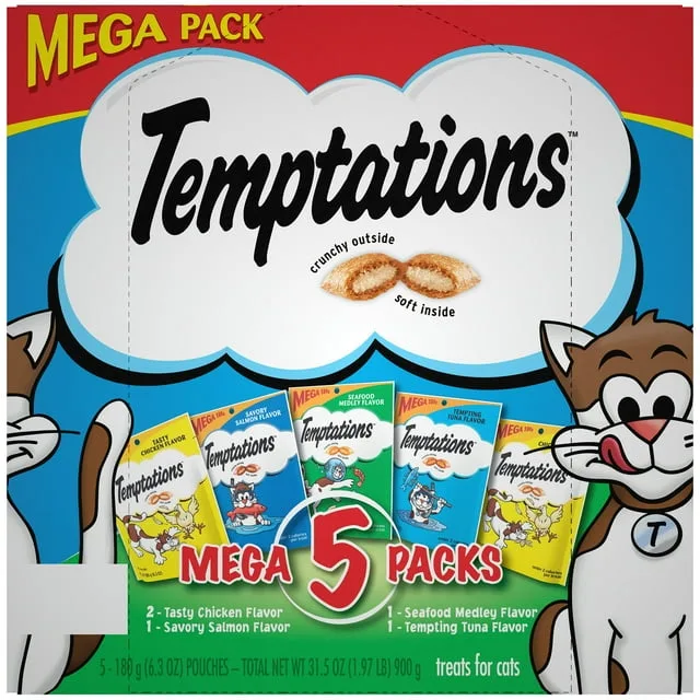 Temptations Cat Treats Classic Crunchy and Soft Feline Favorites Variety Pack, 3 Oz Pouches (Pack of 12) image 2