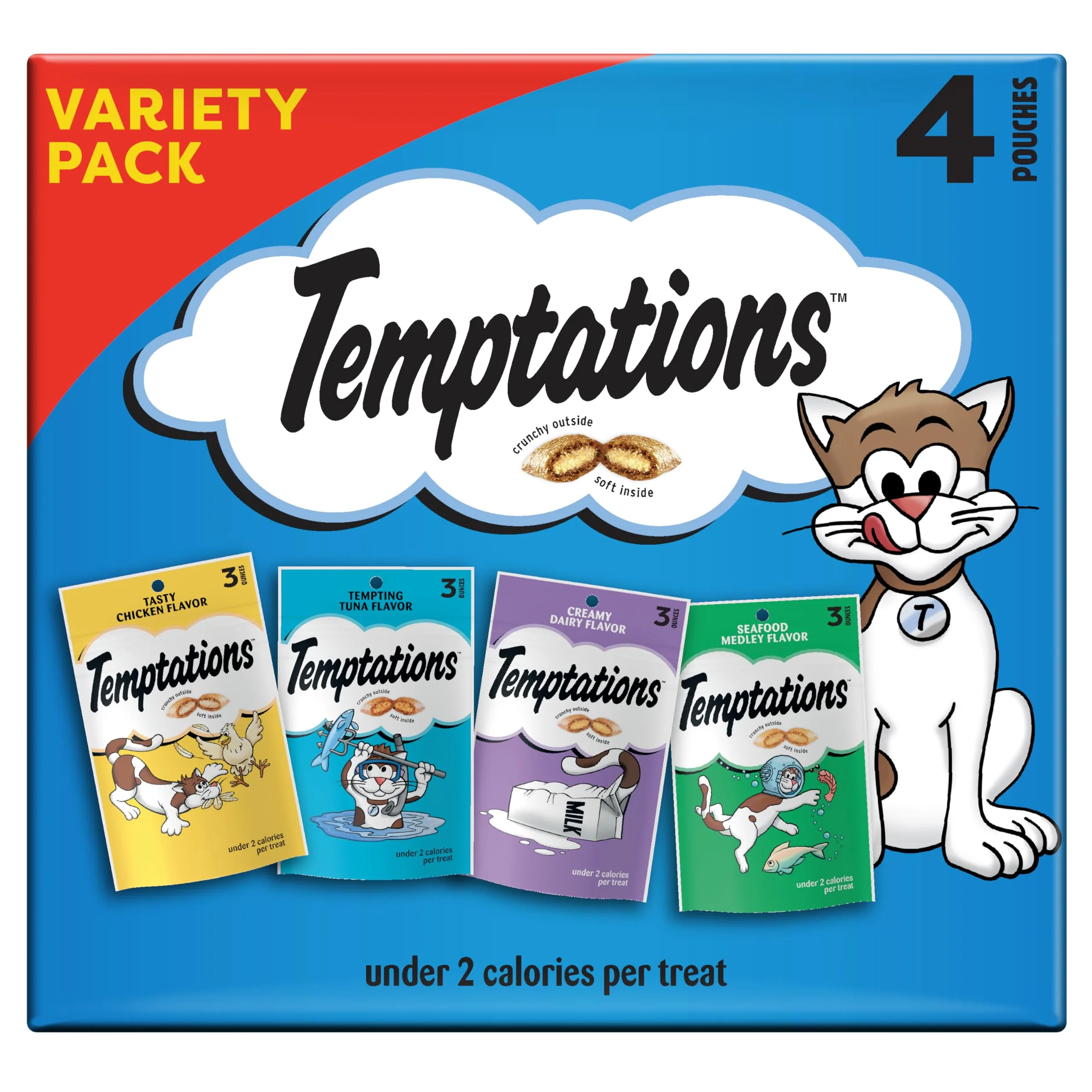 Temptations Cat Treats Classic Crunchy and Soft Feline Favorites Variety Pack, 3 Oz Pouches (Pack of 12) image 3