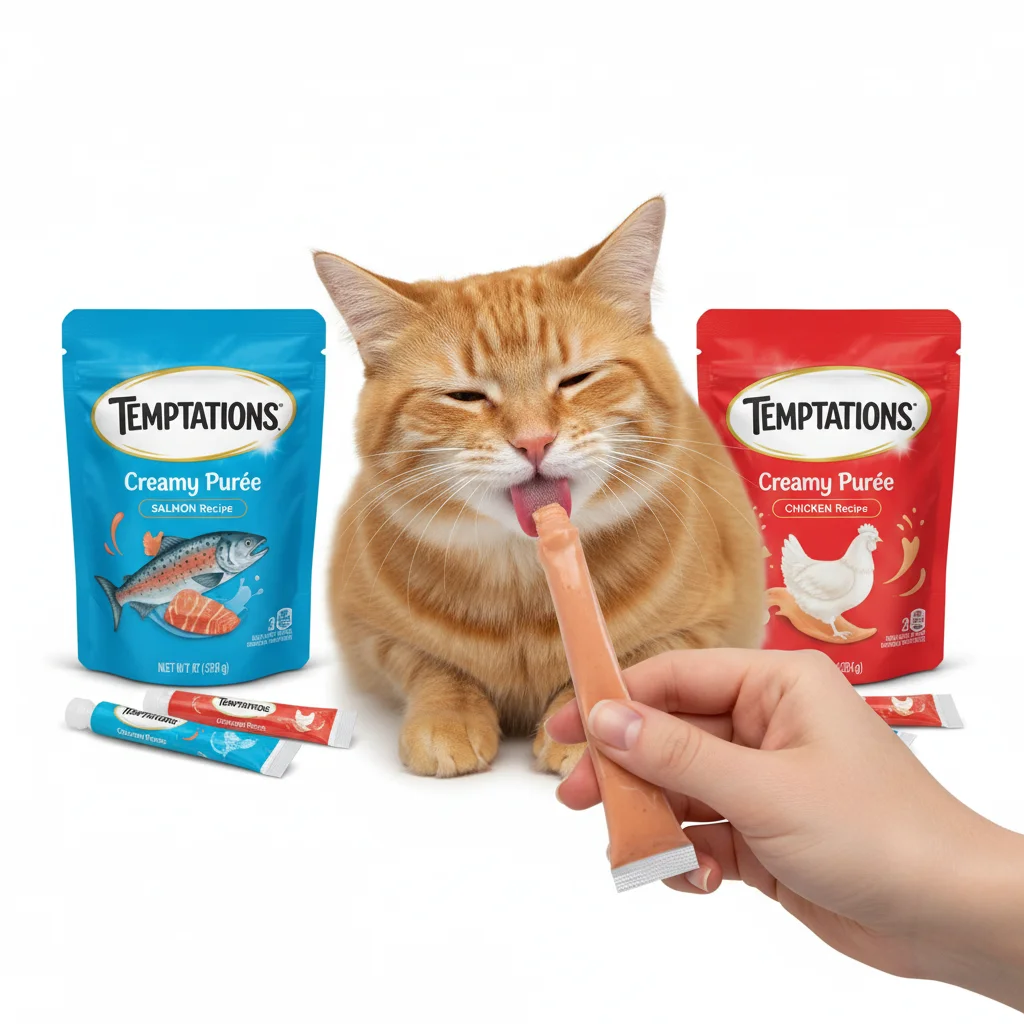 Temptations Creamy Puree Squeezable Lickable Cat Treats, Salmon or Chicken Variety image 3