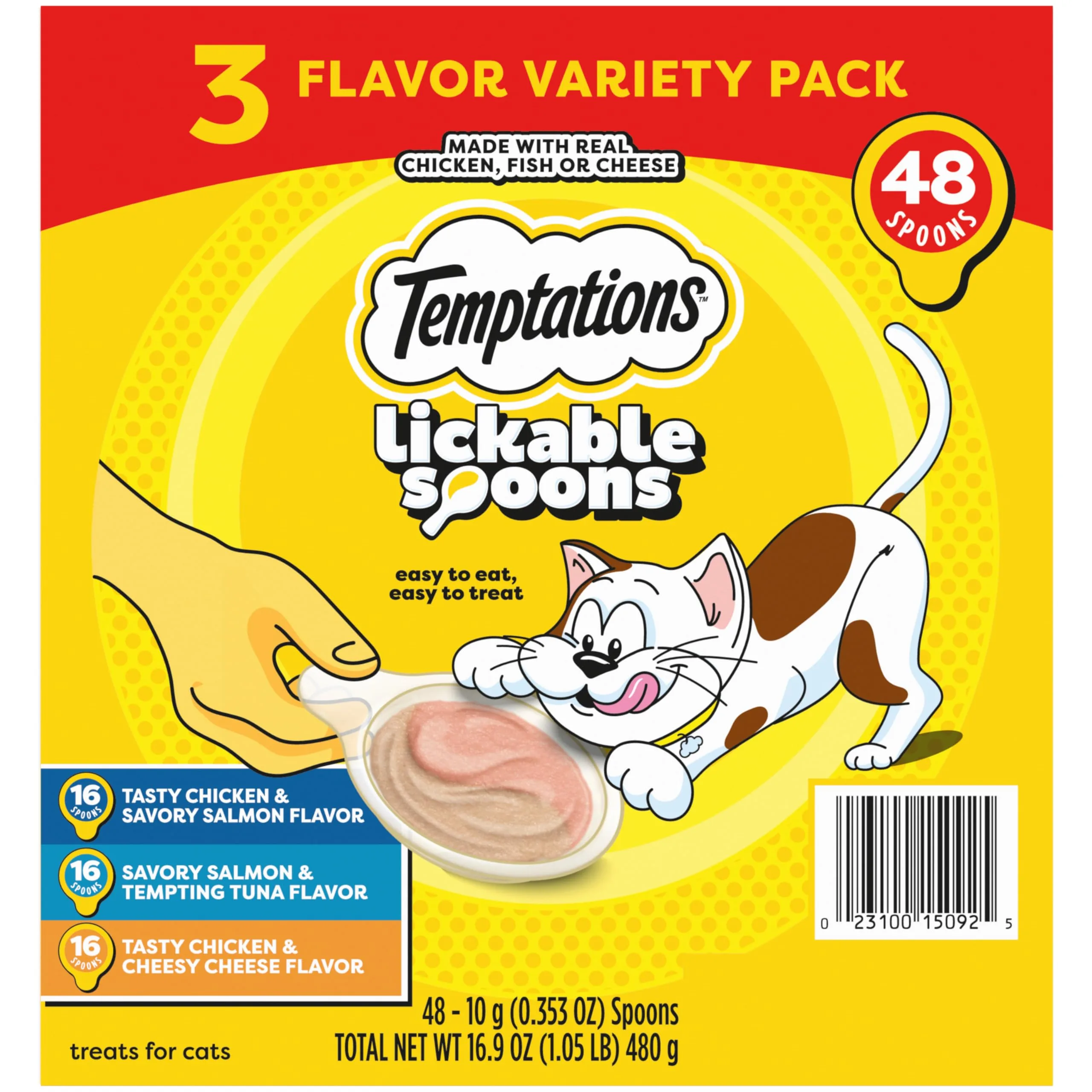 Temptations Lickable Spoons Soft Lickable Cat Treats, Variety Pack