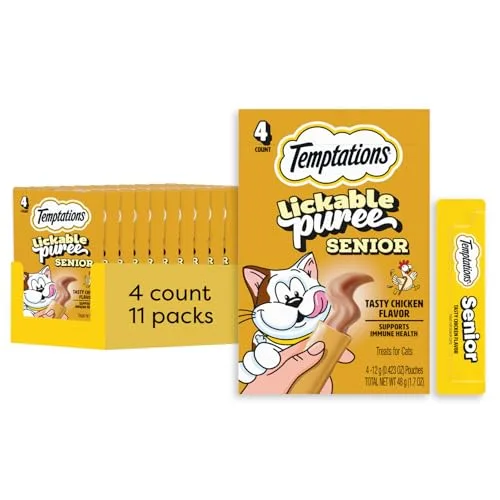 Temptations Puree Senior Cat Treats Lickable, Chicken Pouches