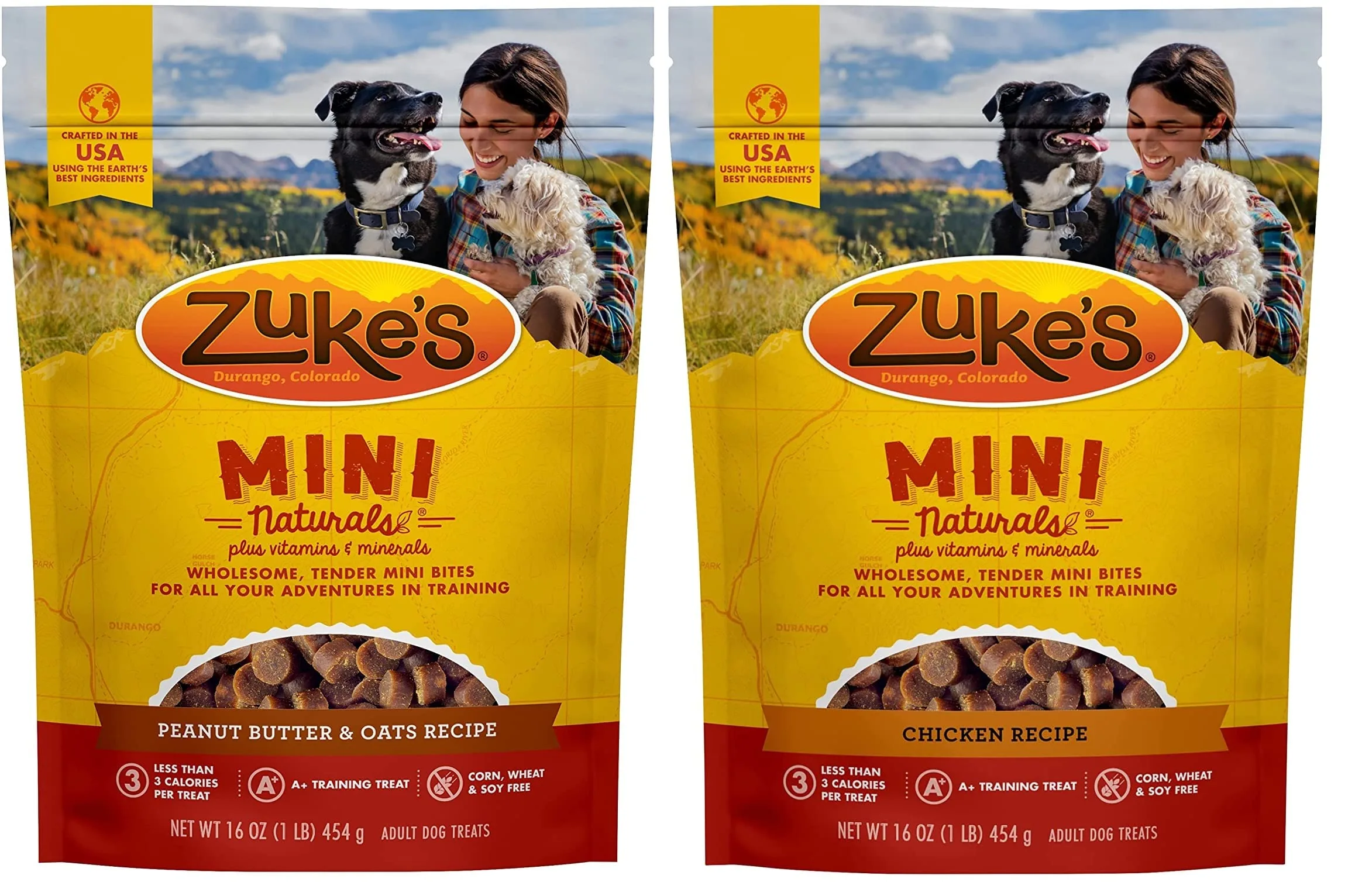Zuke's Mini Naturals Training Treats 3-Pack, Chicken, Beef & Peanut Butter